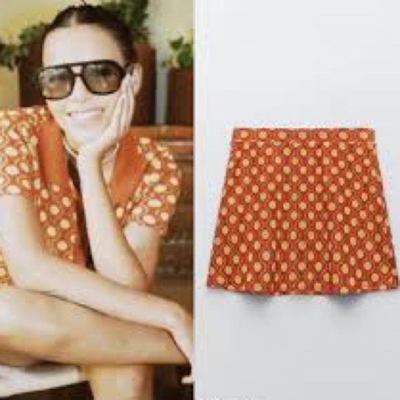 ZARA A Line Mini Skirt Retro 70’s 60’s Circles Geometric S‎ Party Work Festival - Picture 1 of 7